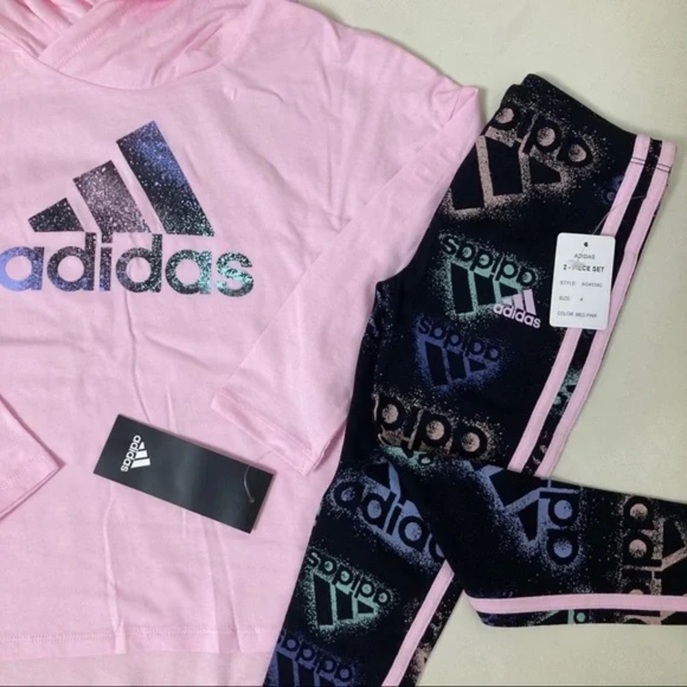 Adidas Floral Neon Colors Stylish Legging hoodie with long sleeve set 4033 - Picture 6 of 6